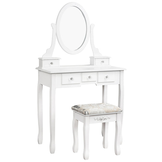White Dressing Table with Mirror & Stool