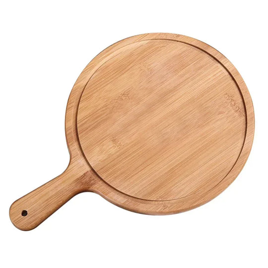 Durable Round Wooden Pizza Paddle Serving Board