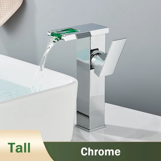 LED Bathroom Waterfall Mixer Faucet
