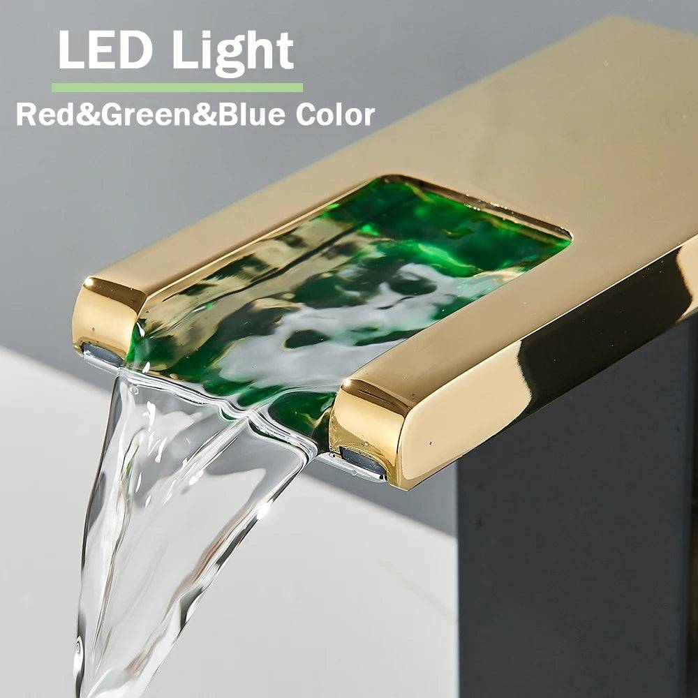 LED Bathroom Waterfall Mixer Faucet