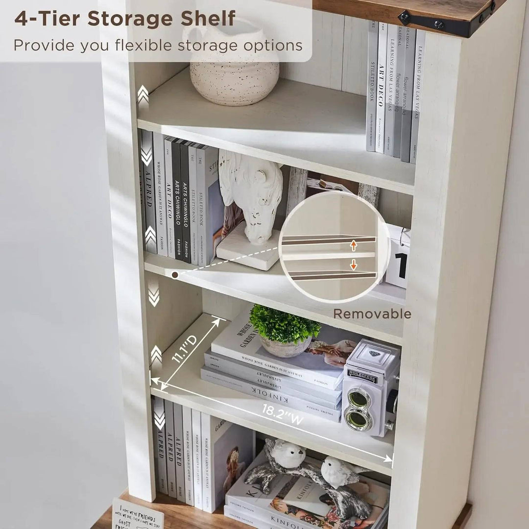 Farmhouse Style Rustic Bookcase with 2 File Drawers