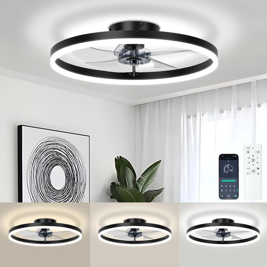 Modern Ceiling Fan With Ring LED Light