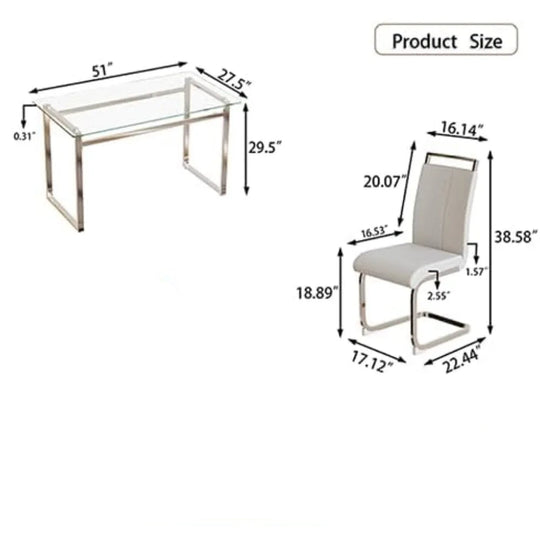 Modern Rectangle Dining Table Set for 4