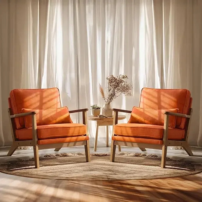 Simple Fabric Accent Chair Set of 2