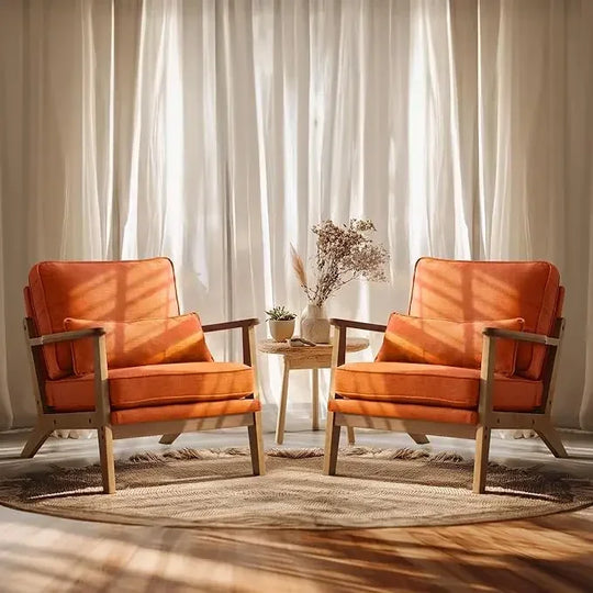 Simple Fabric Accent Chair Set of 2