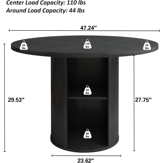 47 Inch Modern Round Dining Table for 4