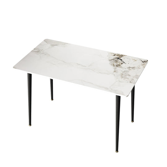 Gloss 6 Seat Rectangular Marble Dining Table