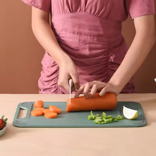 Green 2 Sided Chopping Board, Stainless Steel and Plastic