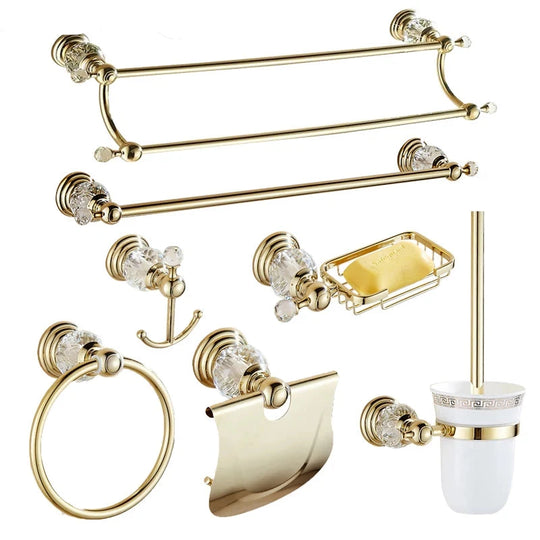 Luxury Gold Crystal Bathroom Accessories Set
