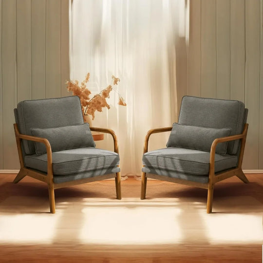 Simple Fabric Accent Chair Set of 2