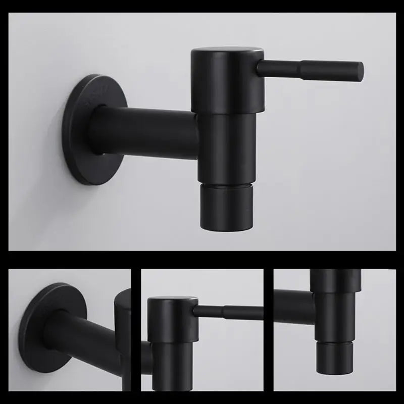 Black Stainless Steel Outdoor Garden Wall Mounted Faucet