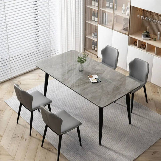 Gloss 6 Seat Rectangular Marble Dining Table