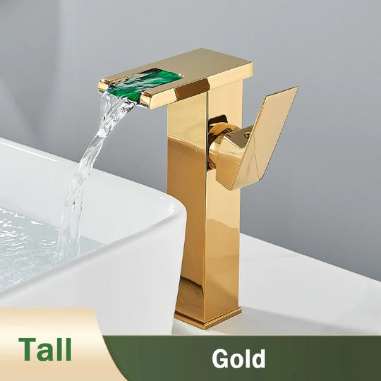LED Bathroom Waterfall Mixer Faucet