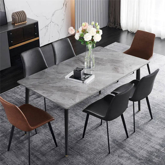 Gloss 6 Seat Rectangular Marble Dining Table