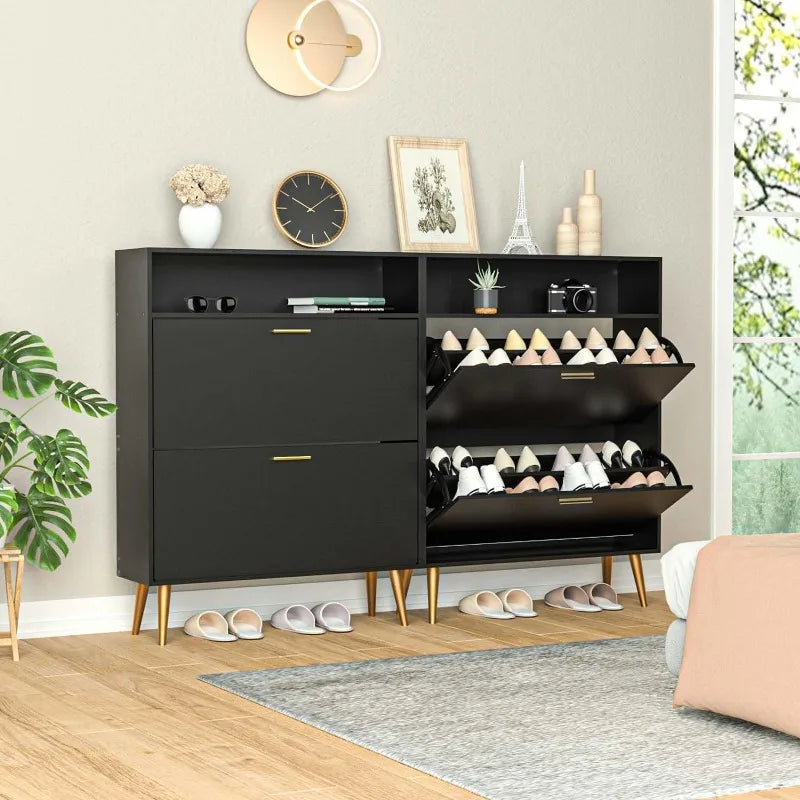 Modern Shoe Cabinet with Luxury Flip Drawers