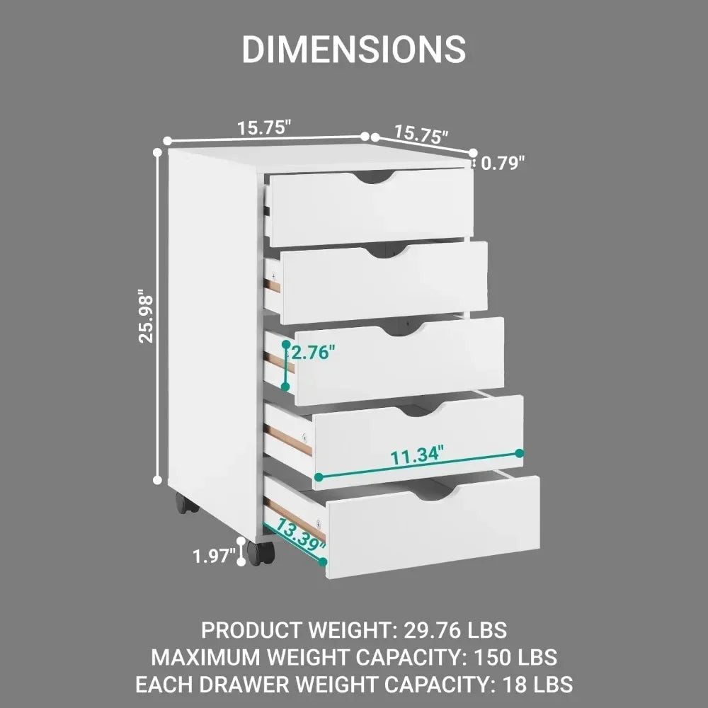 Wooden 5 Chest of Drawers