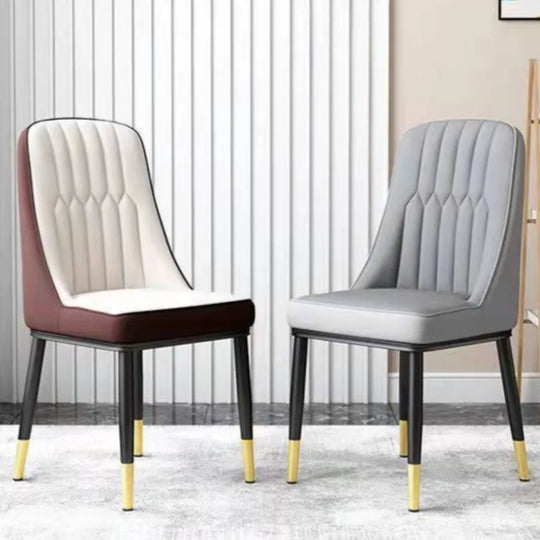 Luxury Nordic Leather Pair of Dining Chairs