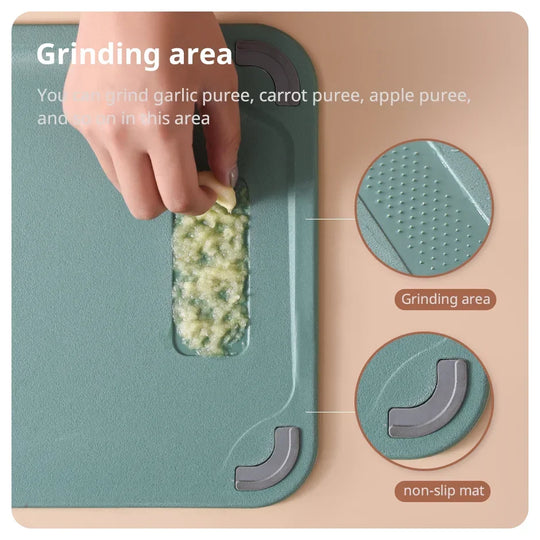 Green 2 Sided Chopping Board, Stainless Steel and Plastic