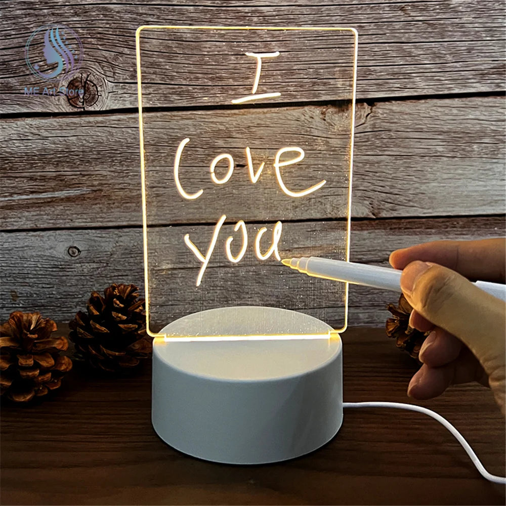 LED Night Light Message Board With Pen