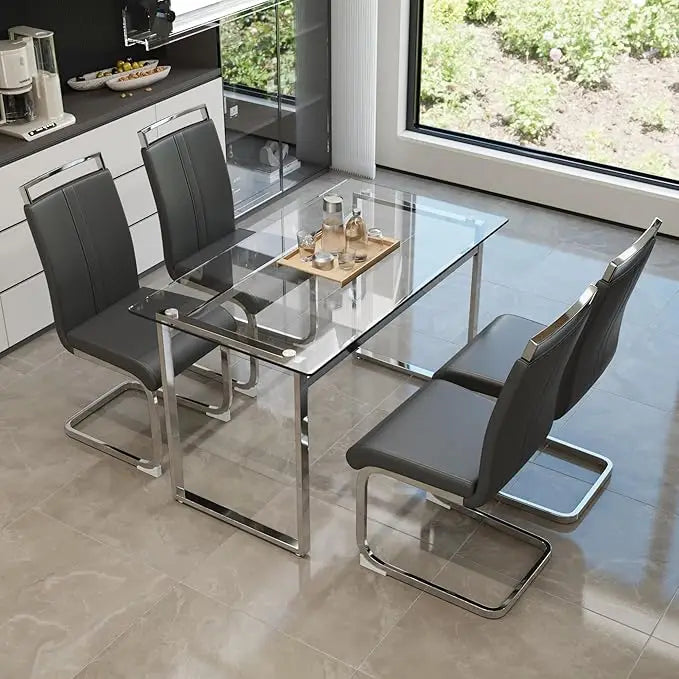 Modern Rectangle Dining Table Set for 4