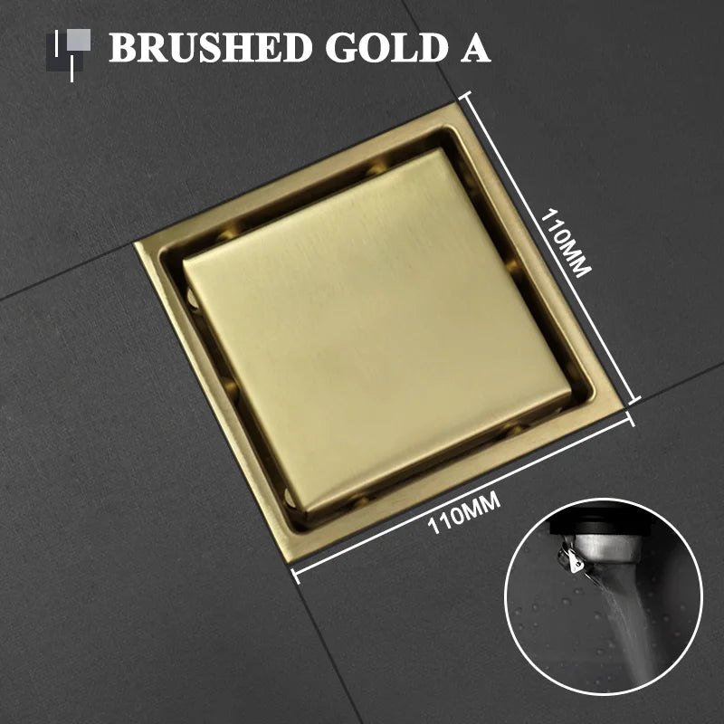 Invisible Square Floor Drain Modern 304 Stainless Steel