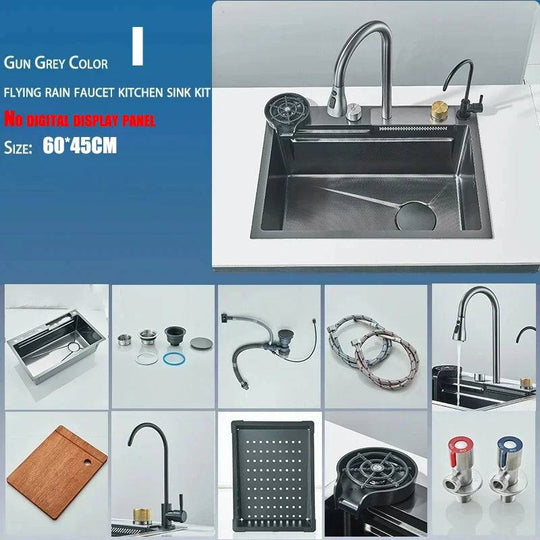 Stainless Steel Waterfall Kitchen Sink and Faucet