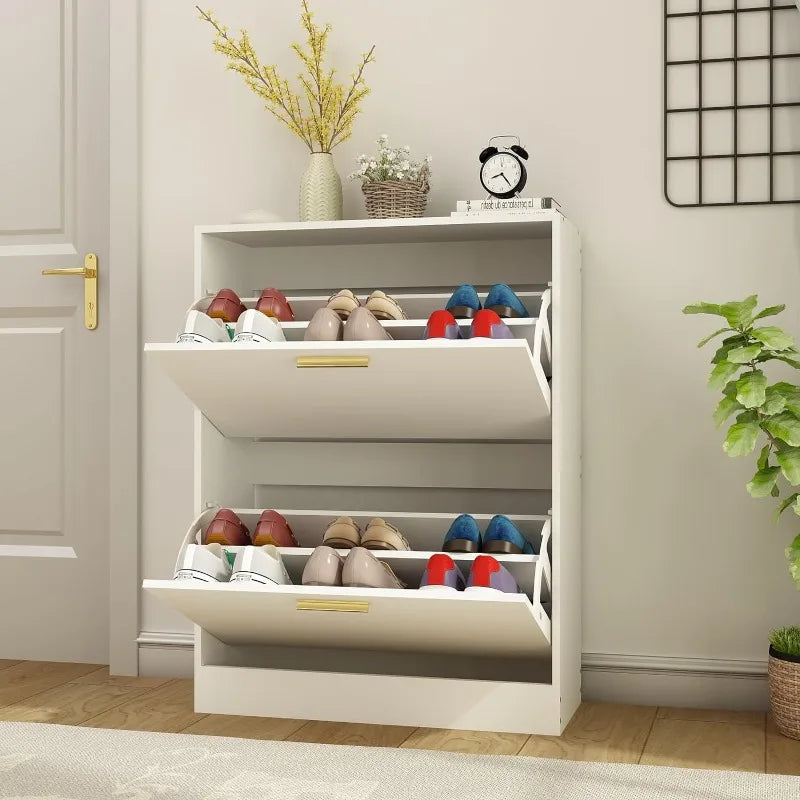 Modern Shoe Cabinet with Luxury Flip Drawers