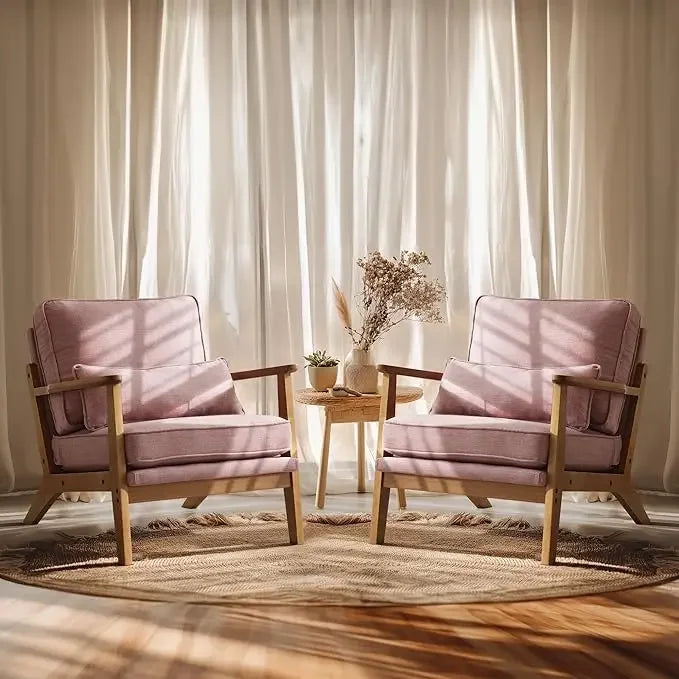 Simple Fabric Accent Chair Set of 2
