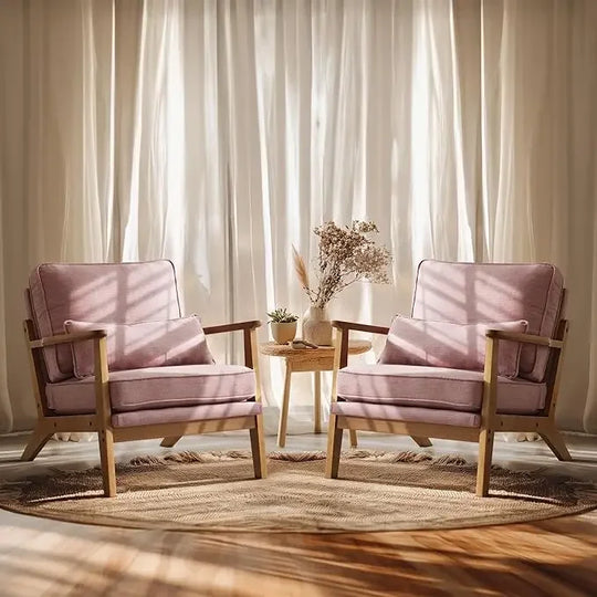 Simple Fabric Accent Chair Set of 2