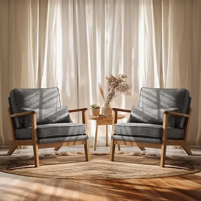 Simple Fabric Accent Chair Set of 2
