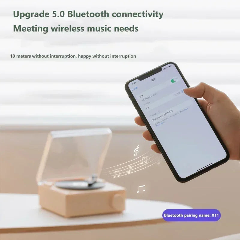 Mini Record Wireless Bluetooth Alarm Clock