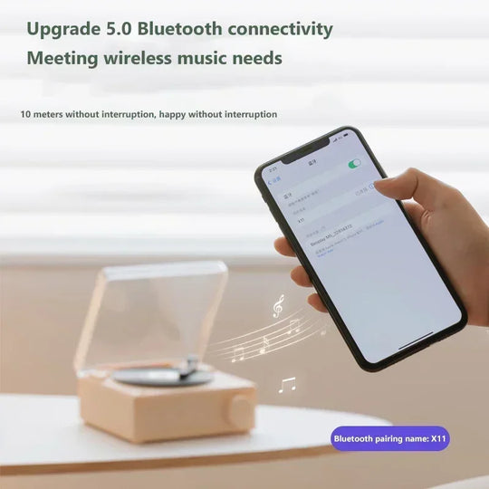 Mini Record Wireless Bluetooth Alarm Clock