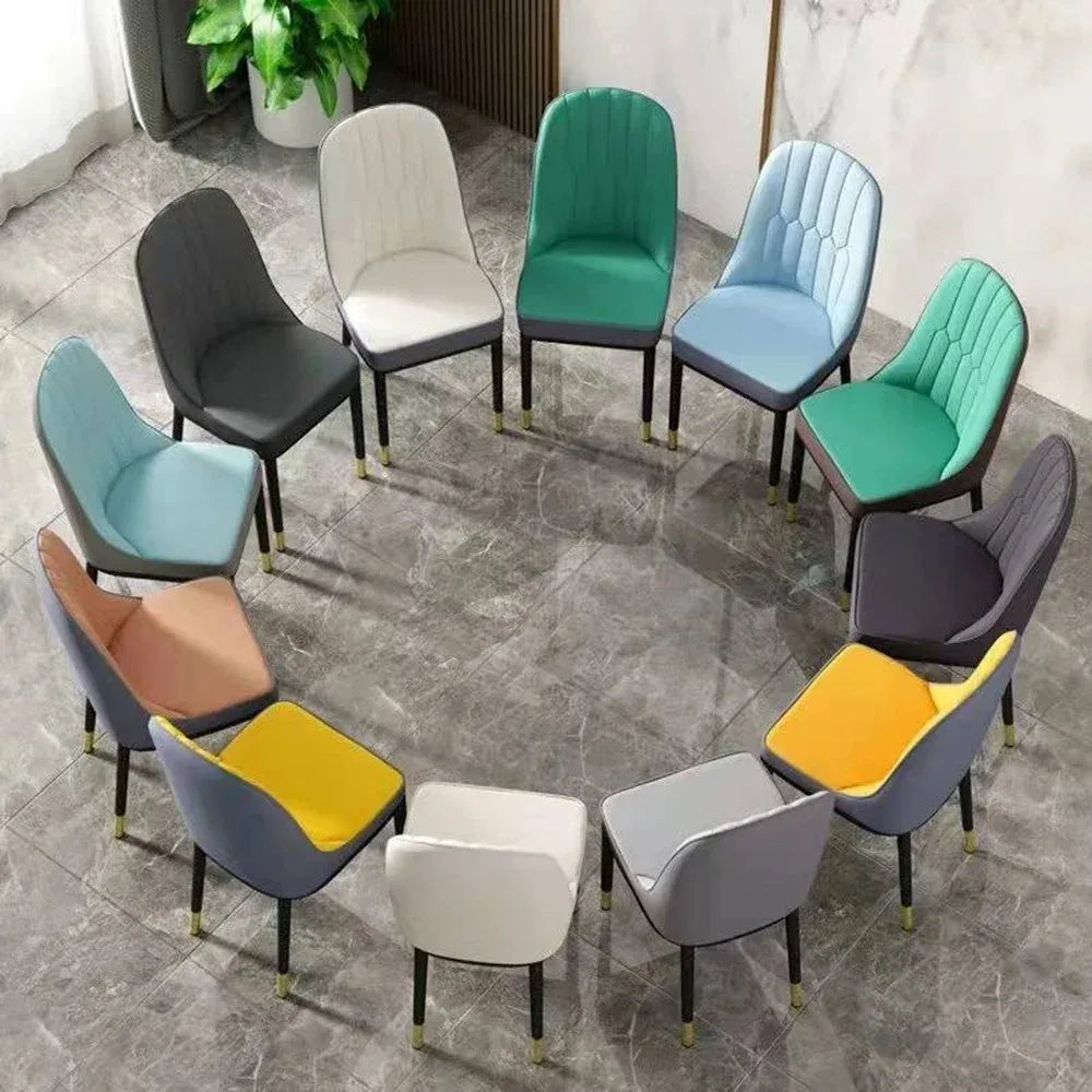 Luxury Nordic Leather Pair of Dining Chairs