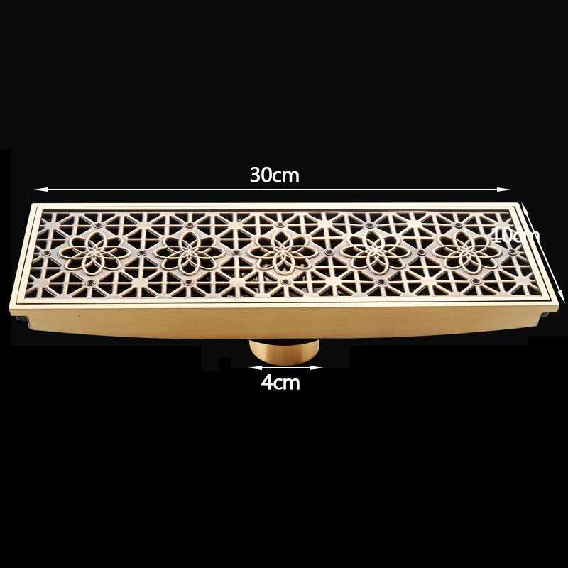 Rectangle Brass Carved Drain