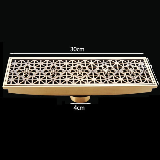 Rectangle Brass Carved Drain