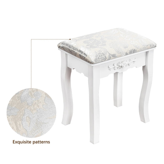 White Dressing Table with Mirror & Stool