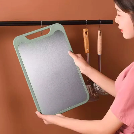 Green 2 Sided Chopping Board, Stainless Steel and Plastic