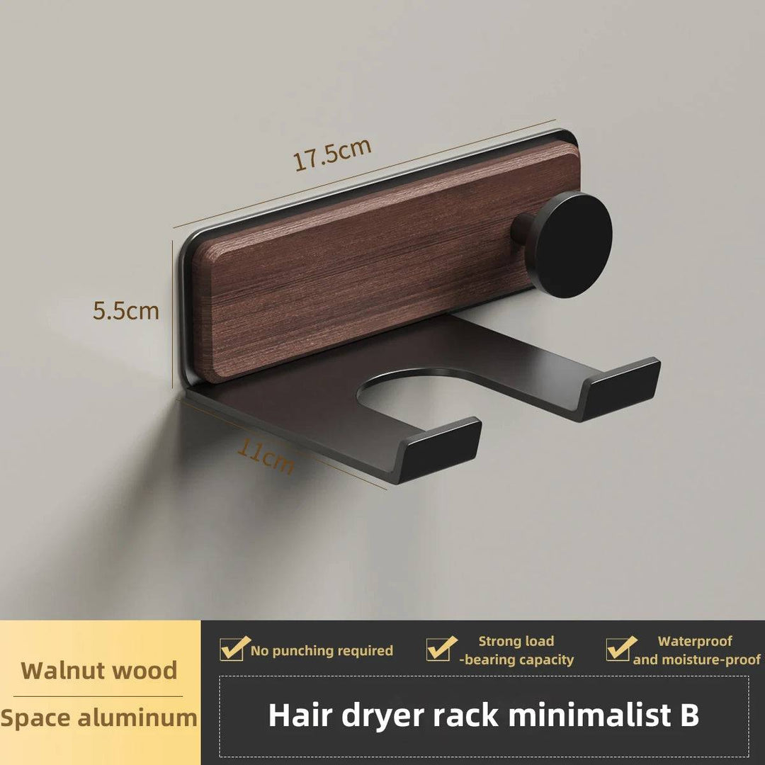 Modern Walnut Hairdryer Holder