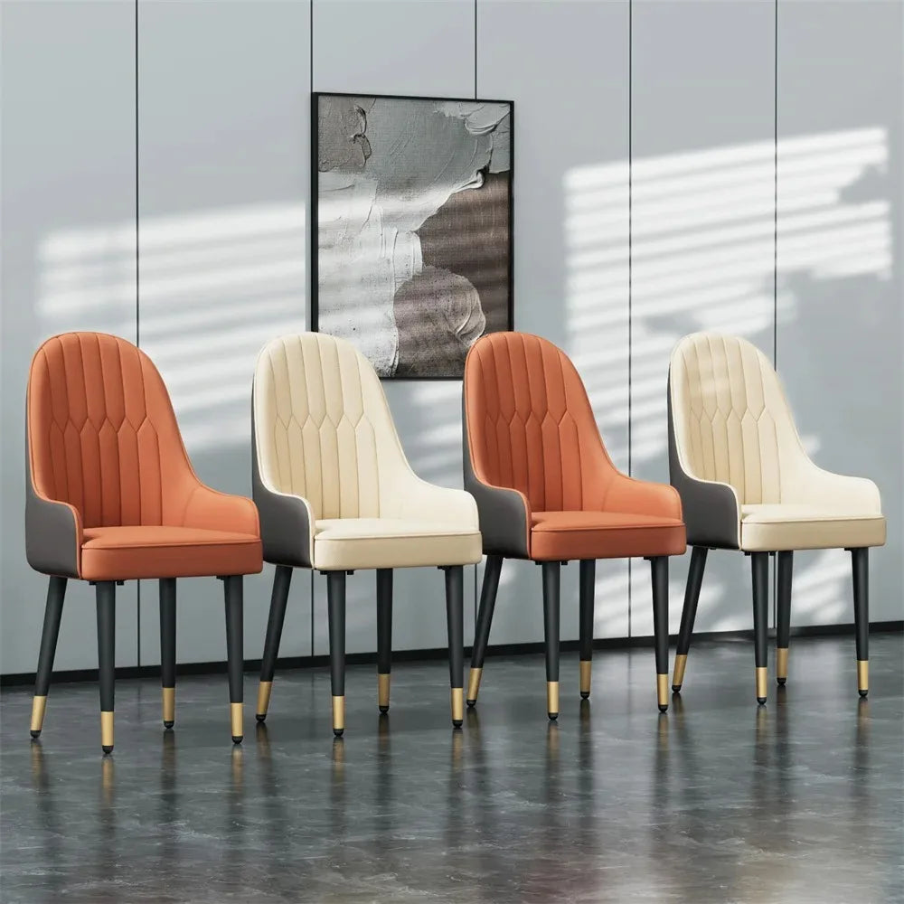 Luxury Nordic Leather Pair of Dining Chairs