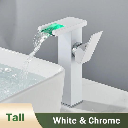 LED Bathroom Waterfall Mixer Faucet