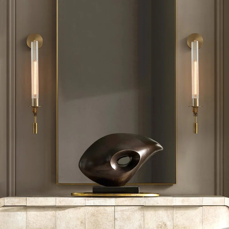 Luxury Iron Glass LED Copper Wall Light