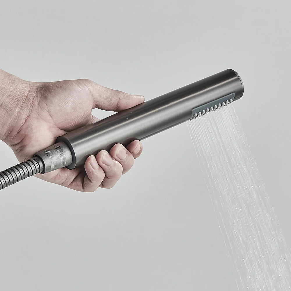 Luxury Matt Black Standing Bathtub Shower Faucets