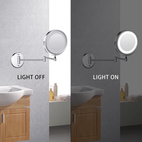 Modern Wall Mounted Folding Arm Bathroom Mirror with LED