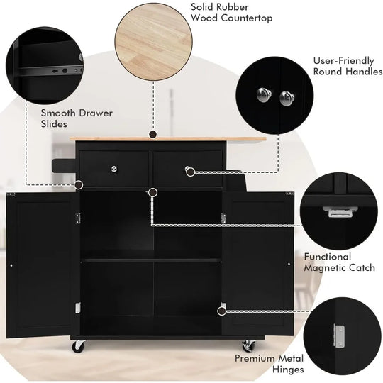 Modern Kitchen Island on Wheels