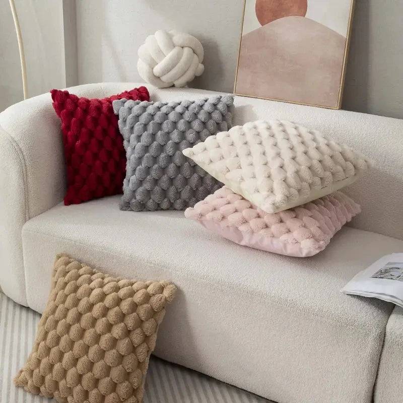 Pineapple Grid Soft Plush Throw Pillowcase
