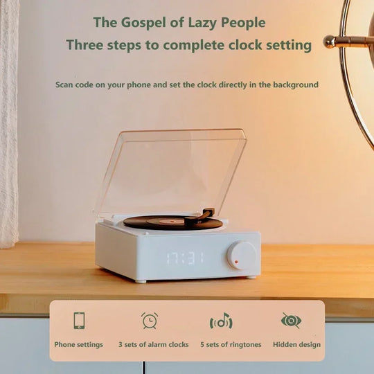 Mini Record Wireless Bluetooth Alarm Clock