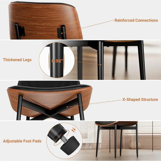 Modern Leather Dining Chairs, Set of 2