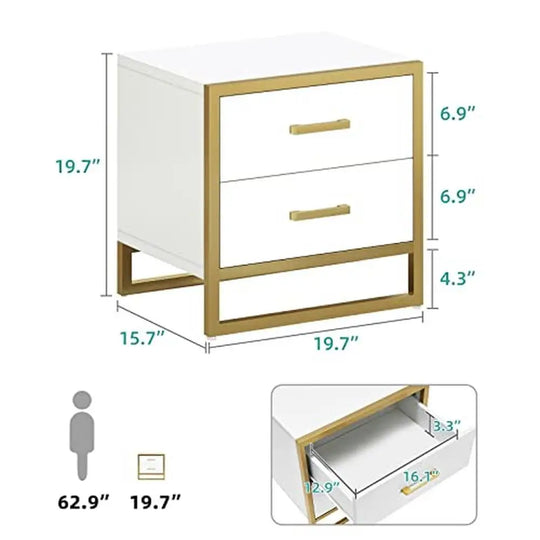 Modern Bedside Table with 2 Drawers