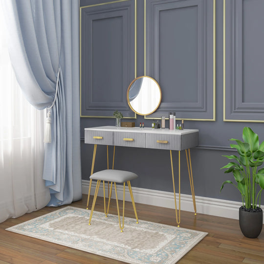 Modern Dressing Table with Stool